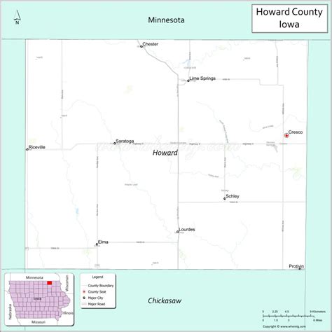 Map Of Howard County Iowa Showing Cities Highways And Important Places Check Where Is Howard