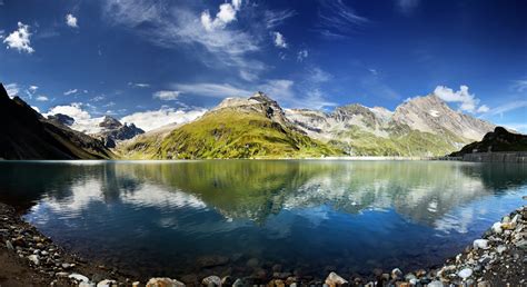 Wallpaper Sunlight Landscape Mountains Sea Nature Reflection