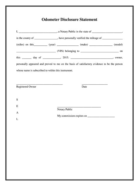 2015 2025 Form Odometer Disclosure Statement Fill Online Printable