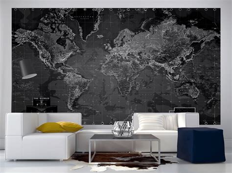 Black and White World Map Wall Mural - Rand McNally Store