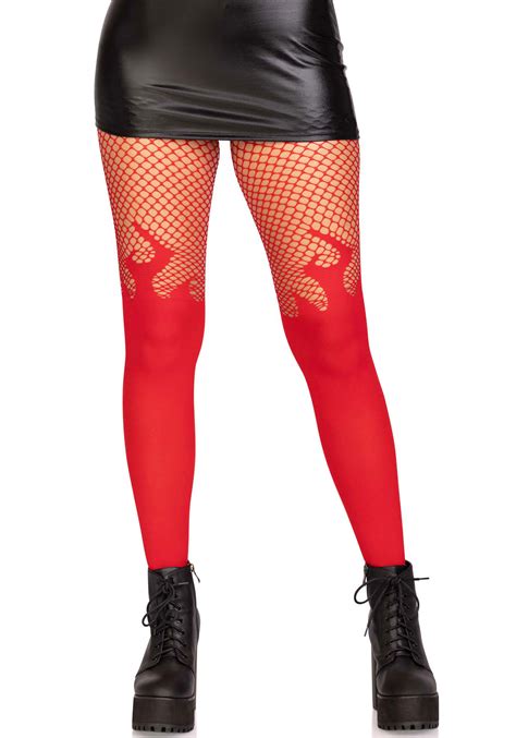 Leg Avenue Flame Tights With Fishnet Top Legavenueeu