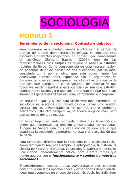 Sociologia Modulo 1 Y 2 SOCIOLOGIA MODULO 1 Surgimiento De La