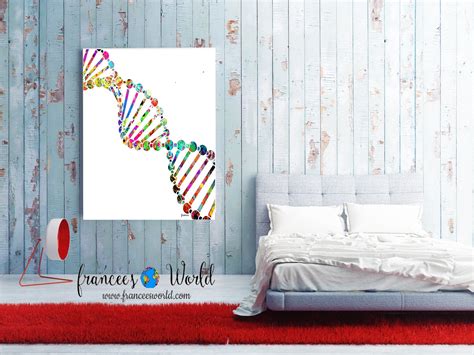 Dna Watercolor Art Print Dna Molecule Medical Wall Art Nurse Etsy