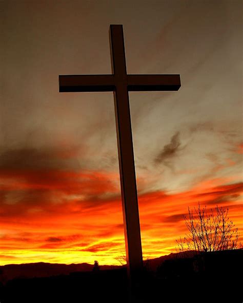 Christian Cross at Sunset