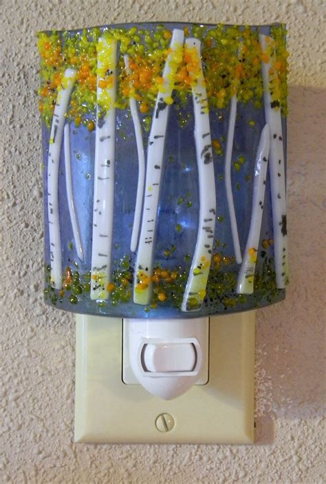 Aspen Fused Glass Night Light Etsy Stained Glass Night Lights Fused Glass Glass Fusing