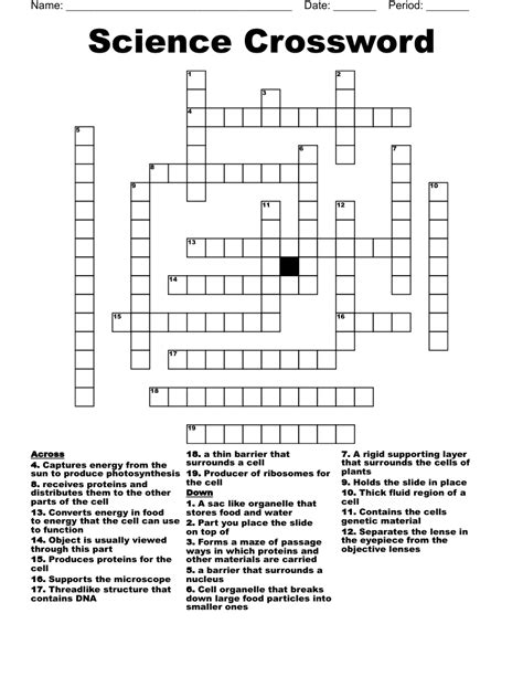 Printable Science Crossword Puzzles