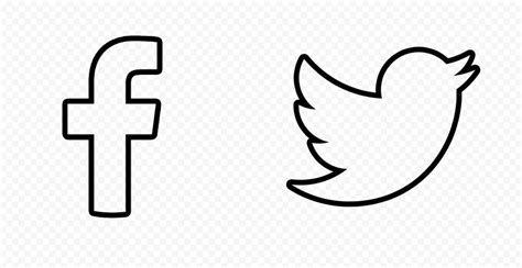 HD Facebook Twitter Black Outline Icons PNG | Citypng