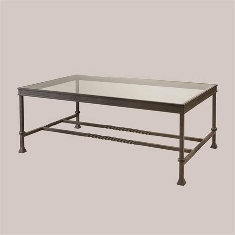 6051 Iron Glass Rectangular Coffee Table Paul Ferrante