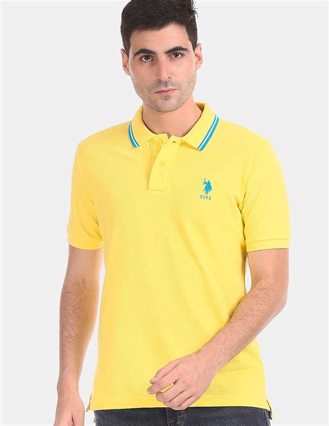 Buy U S Polo Assn Striped Collar Solid Polo Shirt NNNOW