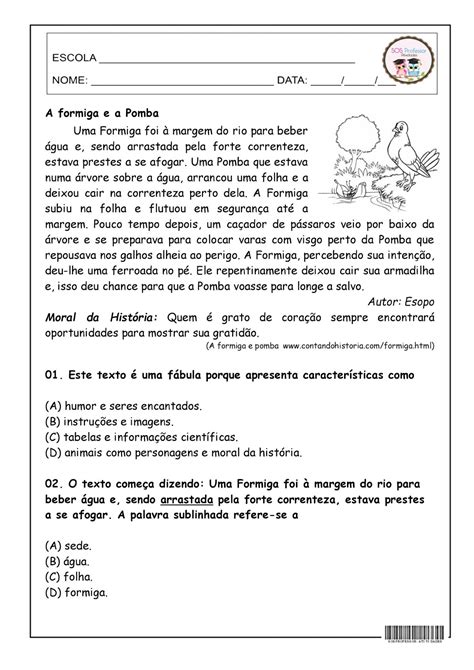 Textos Para Interpretação 7o Ano Respostas Pdf