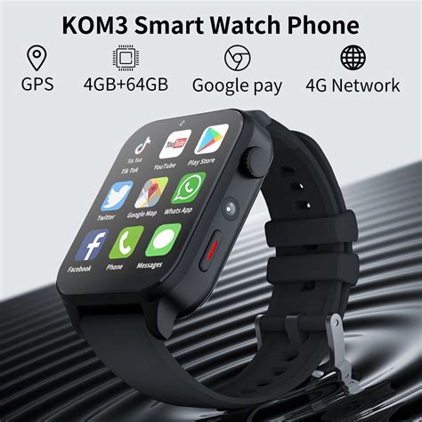 KOM3 Montre connectée 4G Android 9 0 GPS écran 1 99 4 Go 64 Go