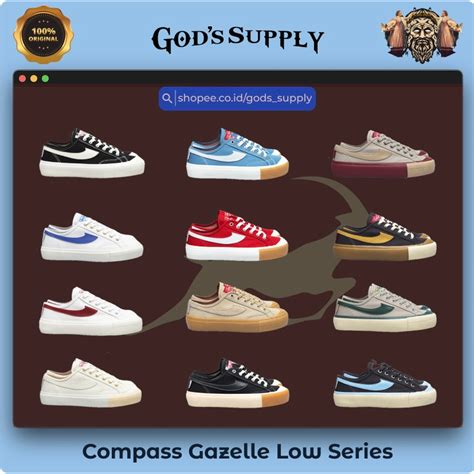 Jual Original Compass Gazelle Low Wafer Green Wafer Maroon Choco Ice Caramel Black