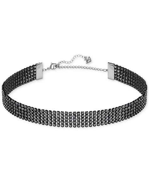 Swarovski Silver Tone Crystal Choker Necklace Macys