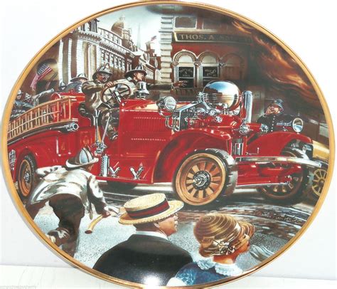 Fire Truck Museum Collector Plate 1922 Ahrens Fox Franklin Mint Retired ...