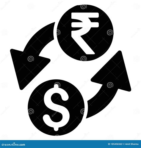 Currency Converter Dollar To Rupee Sign And Symbol Black And White