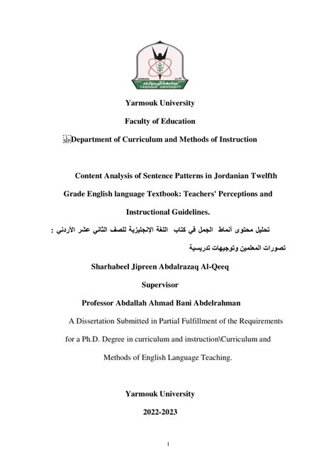 (PDF) Content Analysis of Sentence Patterns in Jordanian Twelfth Grade ...