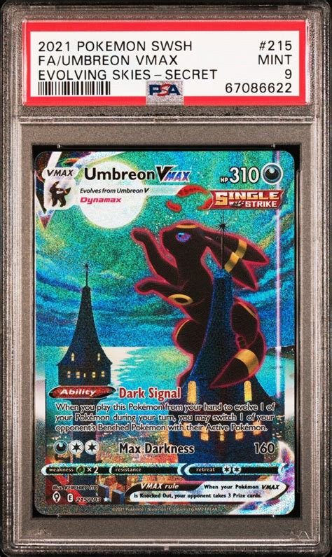 Mavin Psa 9 Mint Umbreon Vmax Alt Art Pokémon Card Evolving Skies