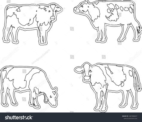 Cow Line Art Design Hand Drawing Stock Vector (Royalty Free) 1887888697 ...