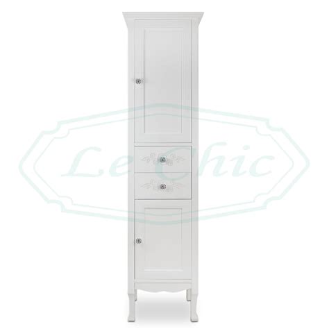 Colonna Bagno Stile Contemporaneo Shabby Chic Legno Bianco Opaco Le