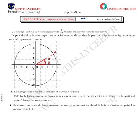 MATHS LYCEE FR exercice corrigé chapitre Trigonométrie