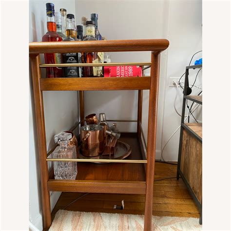 West Elm Dark Wood Bar Cart Aptdeco