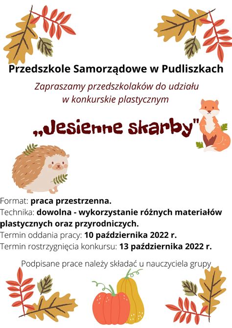 Konkurs plastyczny Jesienne skarby Przedszkole Samorządowe w