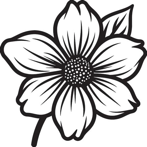 Un Dessin En Noir Et Blanc D Une Fleur Avec Un Contour Noir Vecteur