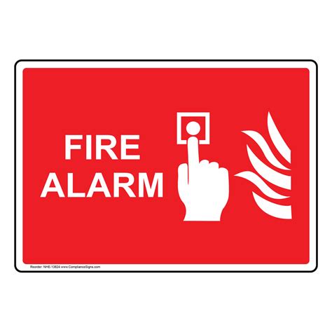 Glow Red Sign Fire Alarm With Symbol Us Made