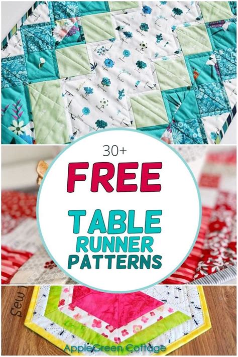 The Free Table Runner Pattern Is Shown With Text Overlay That Reads 30