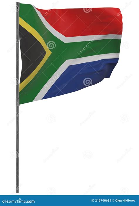 South Africa Flag On Pole Isolated Stock Illustration Illustration Of