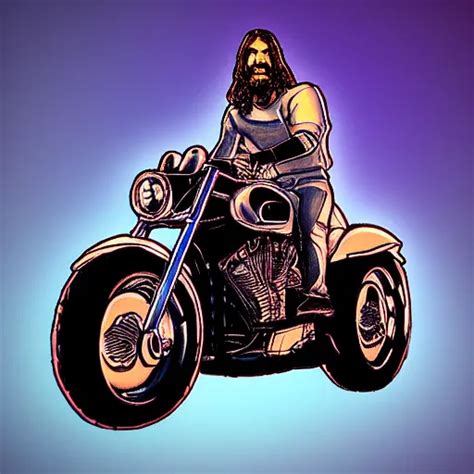 Jesus Riding A Harley Davidson Motorcycle Digital Stable Diffusion