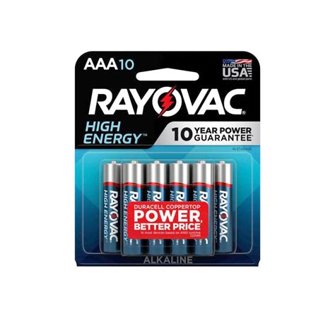 Rayovac High Energy AAA Batteries 10 Pack Alkaline Triple A