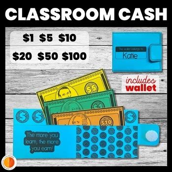 Classroom Cash and Wallet | Printable Play Money by The Color Crush Studio