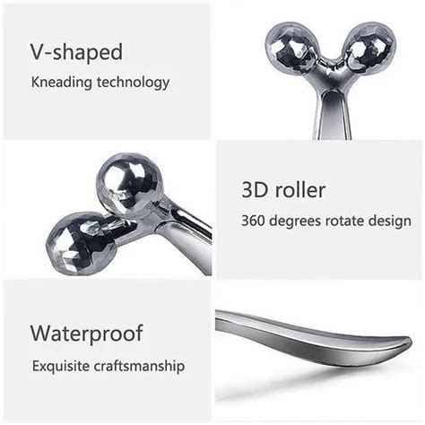 Rj Enterprise Steel Mini 3d Manual Roller Massager 360 Rotate Face Lift