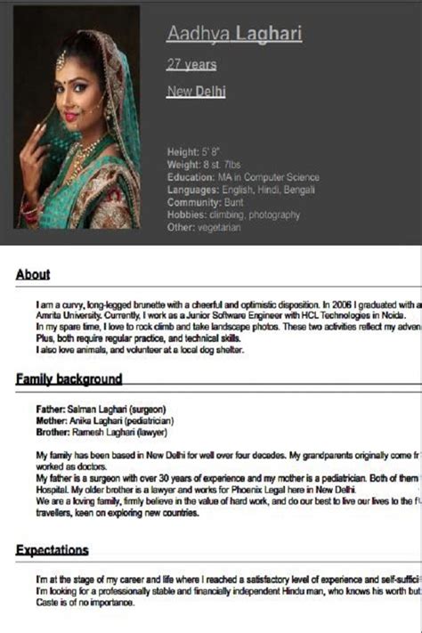 Template For Marriage Biodata