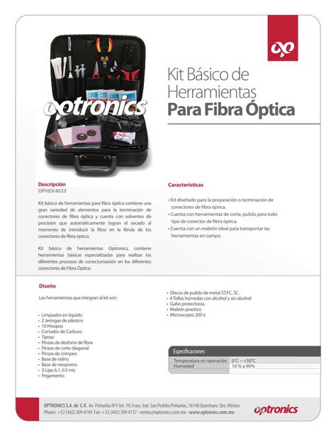 PDF Kit Básico de Herramientas para Fibra Optica Para Fibra