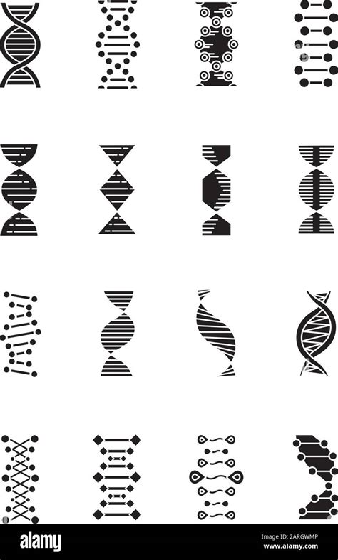 Dna Helix Glyph Icons Set Deoxyribonucleic Nucleic Acid Structure