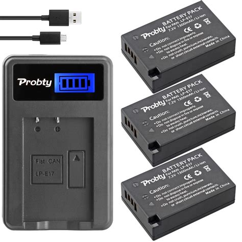 Probty 3pcs Lp E17 Lp E17 Lpe17 Usb Lcd Charger For Canon Eos M3 M5