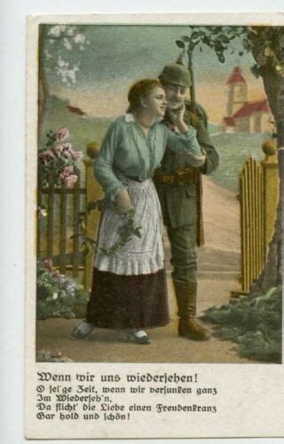 Carte Postale Vintage WWI Allemand Maison Avant Propagande Chéri Soldat