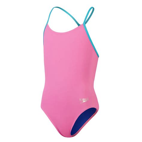 Speedo Girls Allover V Back Leaderback One Piece Swimwear Candy Vibe