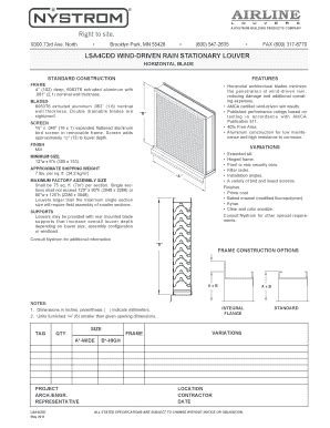 Fillable Online Lsa4cdd Wind Driven Rain Stationary Louver Nystrom