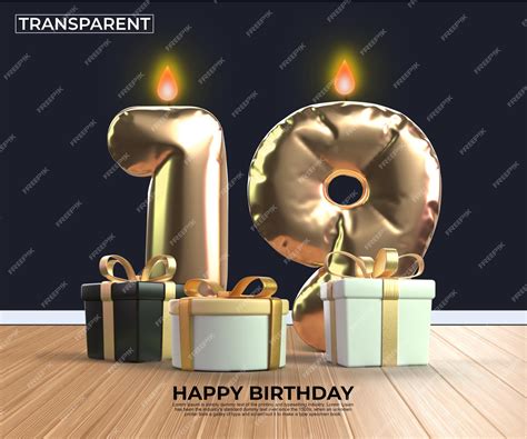 Premium PSD | Happy birthday gold number 19 anniversary design template ...