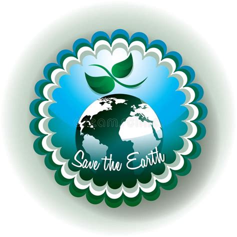 Save The Earth Label Vector Illustration Decorative Design Stock