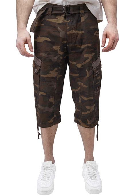 X Ray Mens Belted Long Cargo Shorts For Men Below Knee Length Mens Cargo Shorts 34 Pants