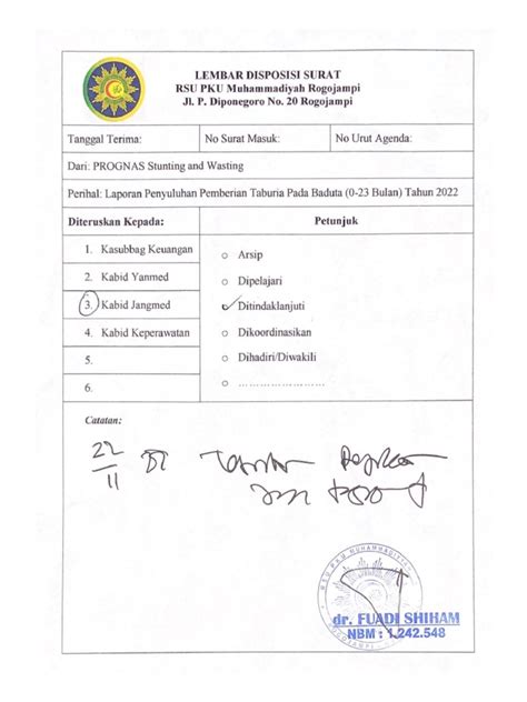 Lembar Disposisi Surat Pdf