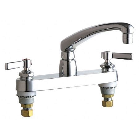 Chicago Faucet Manual Hot And Cold Water Sink Faucet Mount Chrome Plated E Abcp