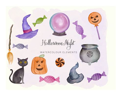 Watercolour Halloween Clip Art Watercolour Halloween - Etsy UK