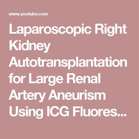 Laparoscopic Right Kidney Autotransplantation for Large Renal Artery Aneurism Using ICG ...