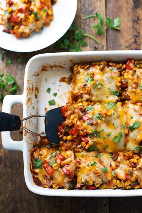 Healthy Mexican Casserole With Roasted Corn And Peppers Recipe Pinch Of Yum