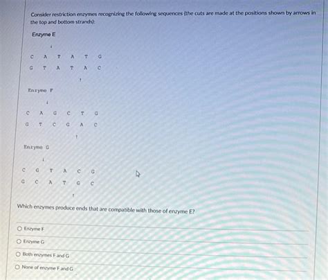 Solved Consider Restriction Enzymes Recognizing The